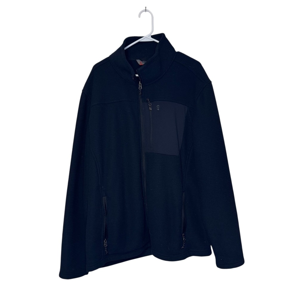Free Country Mens Jacket Fleece Lined Full Zip Mock Neck Front Pockets Black XXL